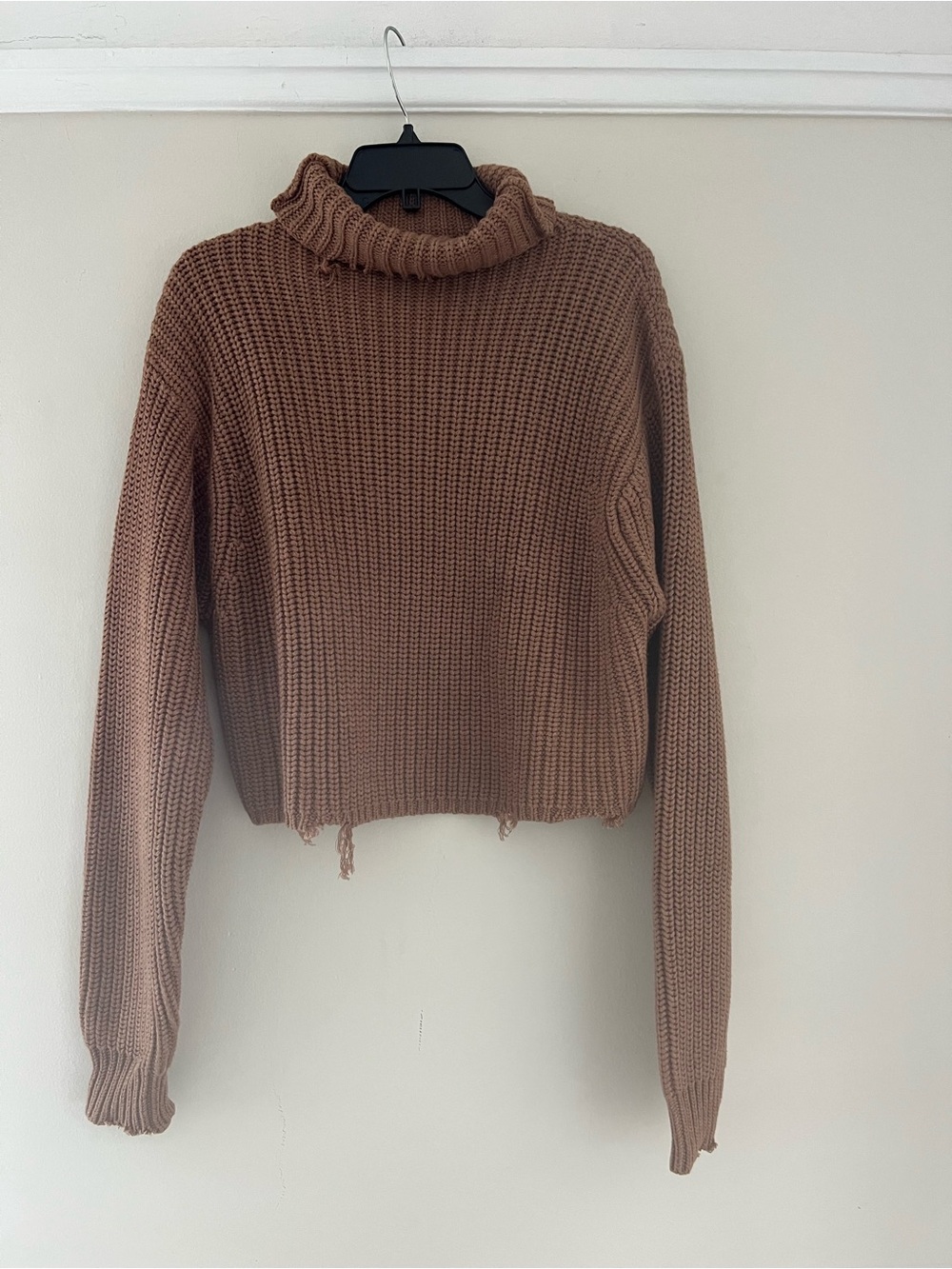 Cropped Brown Turtleneck Sweater